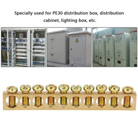10pcs 10-Hole Electrical Distribution Wire Screw Terminal Brass Ground Neutral Bar Terminal Block Bar