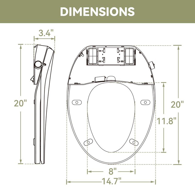 HOROW B0400 Elongated Bidet Toilet Seat, Non-Electric Bidet Toilet Attachment