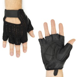 Adapter Universe Driver's Gloves Retro Vintage Leather Fingerless Driving Gloves Bicycle Black
