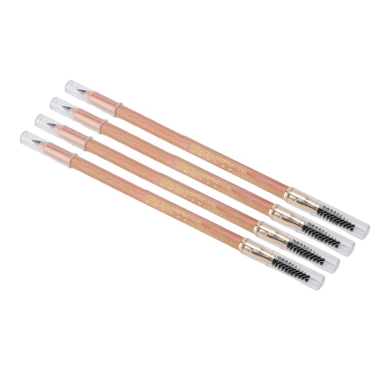 4pcs Eyebrow Pencil Double Head Eyebrow Makeup Pen Wood Handle