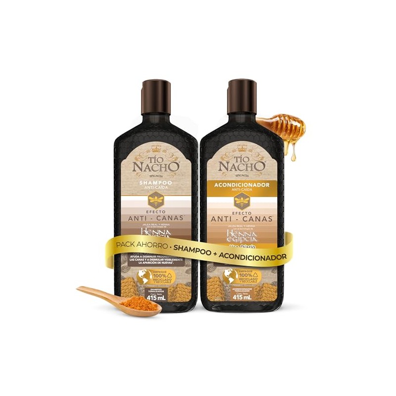 Tío Nacho Anti-Canas Dúo Pack Shampoo + Acondicionador. Contiene 2