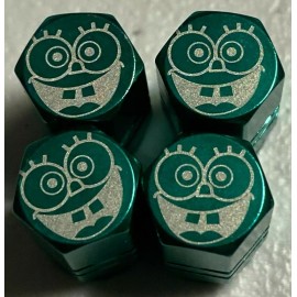 Chrome Engraved Spongebob Tire Valve Stem cap Covers  #gn