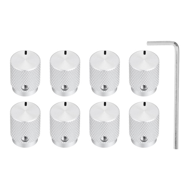 sourcing map 8 Pcs Aluminium Potentiometer Knobs, 1/4"(6mm) IDx1/2"(12.5mm) ODx5/8"(16mm)