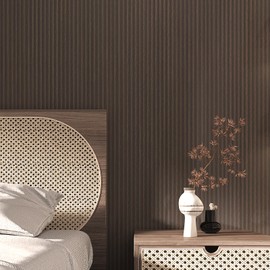 VaryPaper 15.7''x315'' Dark Brown Wood Stripes Peel and Stick Wallpaper Wood Look Contact Paper for Cabinets Walls Waterproof Removable Self Adhesive Wood Vinyl Wrap for Furniture Countertops Desk