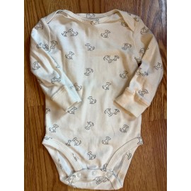 Carter's 3 Pc Puppy Print Long Sleeve Bodysuit, Sherpa Vest, Striped pant, 6 M