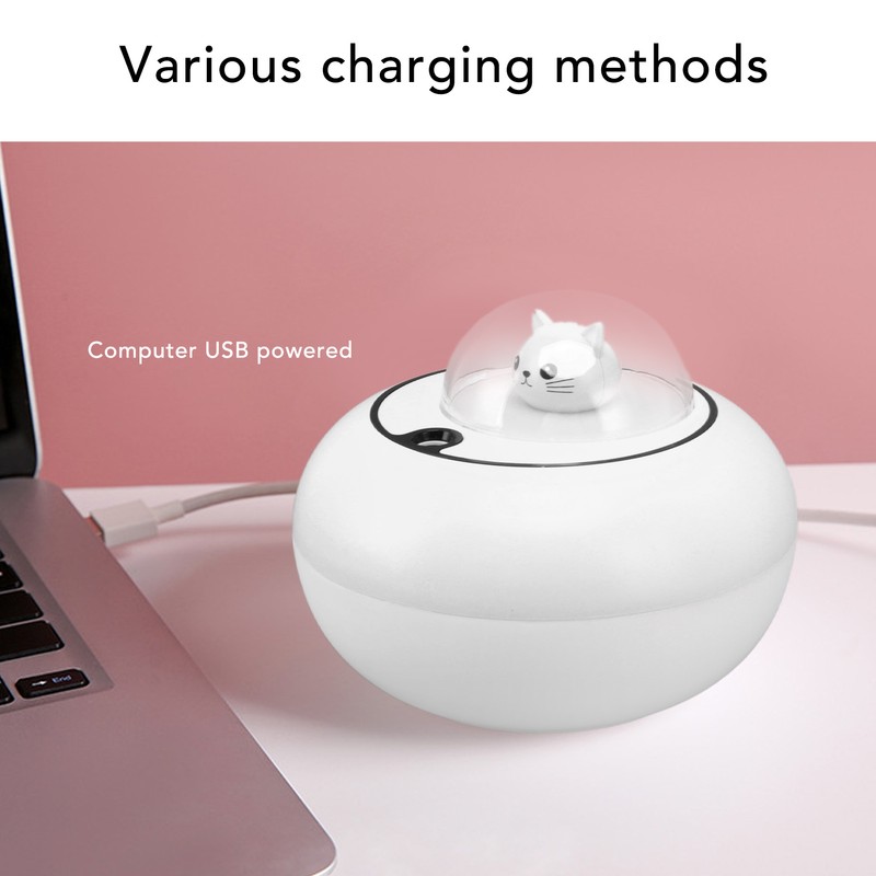 Mini Humidifier Cute Cat Sculpture Portable Quiet Desktop Air Humidifier