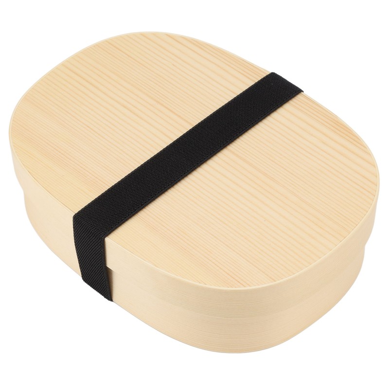 Bento Box Portable Japanese Style Wooden Large Single Layer Removable