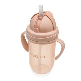 noüka nouka Straight Straw Cup with Click Top Lid | Leak Proof and Easy Grip | Removable Handles | Soft Blush