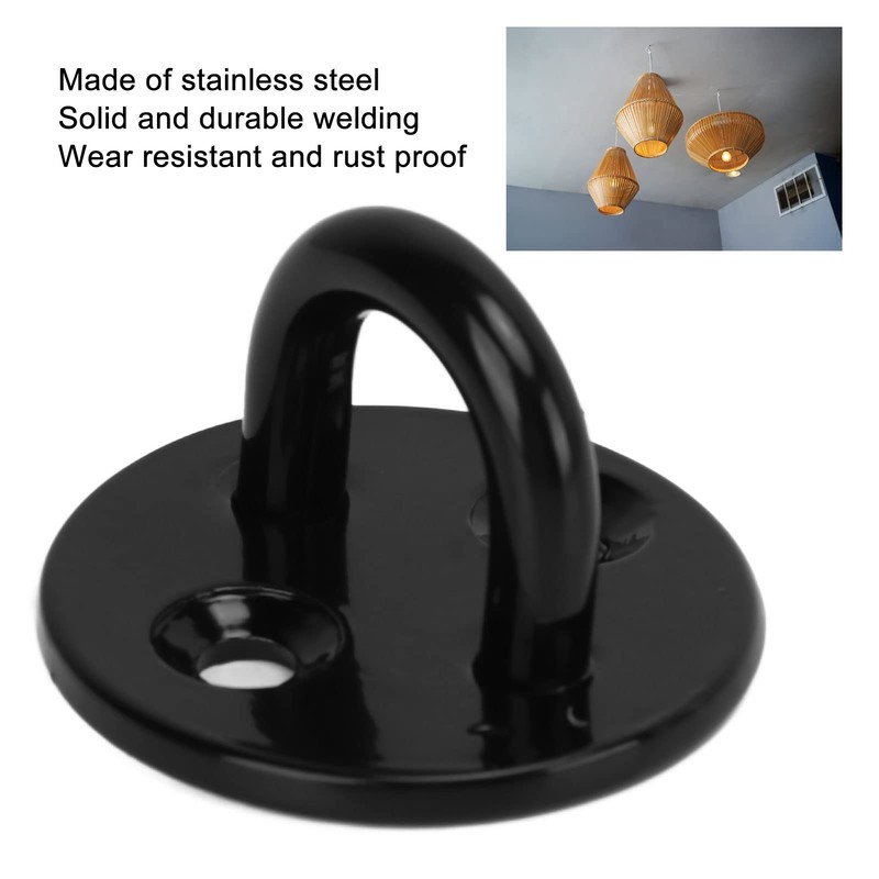 Alomejor 5-Piece Eyelet Plate, Thickened Wall Anchor, Black Stainless Steel,