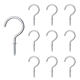 The Bead Shop 25mm Cup Hooks Chome - Metal Ceiling Screw-in Hooks for Hanging Plants, Cups, Lights, Kitchen Utensils - Chrome 10pcs