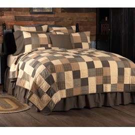 VHC Brands Primitive Bedding Prim Grove Cotton Pre-Washed Queen Quilt, Country Black