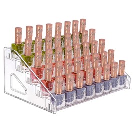 JessLab Nail Polish Organizer, 5-Tier Clear Acrylic Nail Polish Rack Essential Oil Holder Cosmetic Display Case Makeup Organizer Cosmetics Storage for Bathroom Vanity Countertop