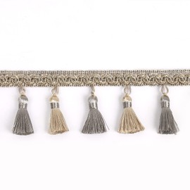 HedongHexi Tassel Fringe Trim 5.25 Yard x 2.56 Inches Luxury Handmade Beaded Tassel Fringing Trimmings for Curtain Sofa Dress Decor DIY Tassel Fabric Ribbon Trimming