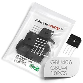 (Pack of 10 Pieces) Chanzon GBU406 Bridge Rectifier Diode 4A 600V GBU-4 (SIP-4) Single Phase, Full Wave 4 Amp 600 Volt Electronic Silicon Diodes