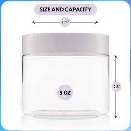 Small Plastic Containers With Leads - 5 OZ Small Jars with Lids - 24 Pack - Great as Travel Containers for Creams, Cosmetic - Leak Free