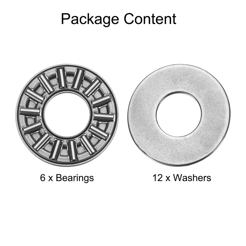 QUARKZMAN AXK1024+2AS Axial Needle Roller Bearings with Washers 10x24x4mm Chrome
