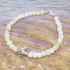 White Freshwater Shell Bracelet with Starfish Charm, Beach Jewelry, Coastal
