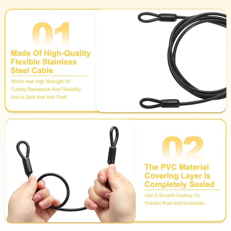 PATIKIL Security Cable 8 ft x 3/16" (5mm), Braided Stainless