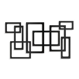 SIGNLEADER Metal Wall Decor Geometric Rectangular Minimalist Modern Abstract Wall Sculpture Hangings Home Decoration for Living Room, Bedroom, Bathroom, Kitchen, Outdoor - 24" Black