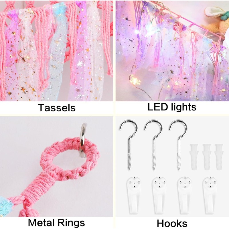 IMIKOKO ぬいぐるみ ネットまたはハンモック、おもちゃハンモック吊り詰め詰められた保管、LEDライト付き、子供の寝室用