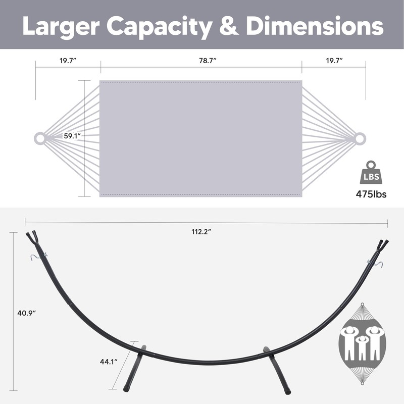 SUNCREAT Stand Alone Hammocks for Outside, 2 Person Self Standing