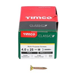 TIMCO Classic Multi-Purpose Screws - PZ - Double Countersunk - 4.0 x 25 - Gold - Box of 200