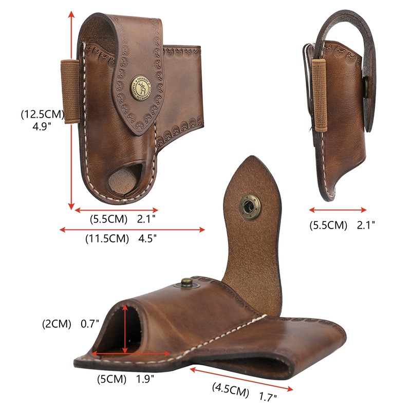 TOURBON Men Leather EDC Organizer Sheath Handmade Tactical Multitool Pouch
