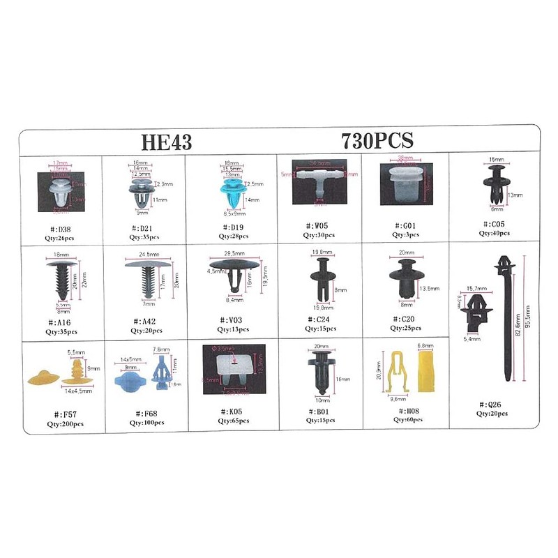 ANCLLO 730Pcs Car Plastic Rivets Fasteners Push Type Pin Rivets