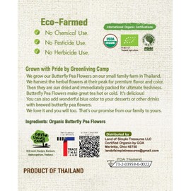 Organic Butterfly Pea Flower Tea Bags - 40 Organic Corn Fiber Sachets - Premium Dried Blossoms - Natural Food Coloring - Caffeine Free