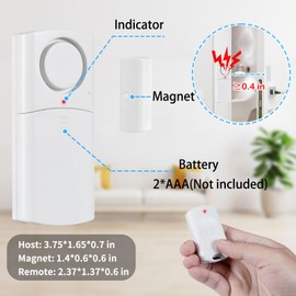 Door Alarm with Remote, Wireless Window Alarms 120DB Open Sensor with Multiple Modes, Pool Door Alarm for Child and Elder Safety