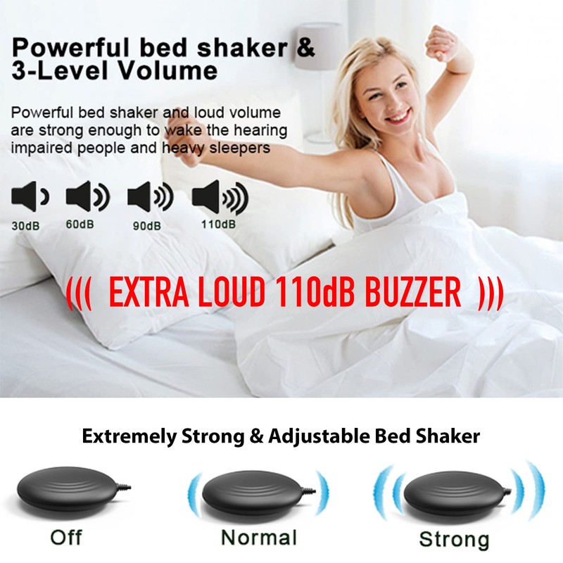 A5 Extreme Powerful Vibration Alarm Clock + Extra Loud Alarm