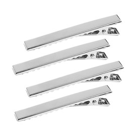 Lotsdonxia 4 Elegant Men's Tie Clip Set Square Edge Bar Clips with Tack Pins for Formal Events, Weddings, and Business Meetings (Silver)