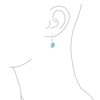 Simple Plain Blue Aquamarine Gemstone Round Dangle French Fish Hook