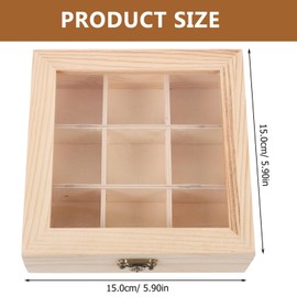 Luxshiny Tea Box Organizer Storage Box - Wooden Tea Bag Organizer Box with 9 Compartments, Multi-Functional Tea Box and Storage Organizer for Tea Bags, Keeps Tea Bags Fresh