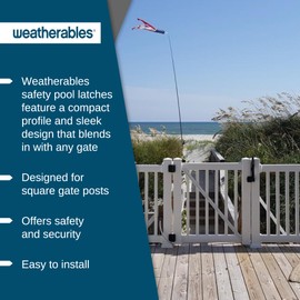 Weatherables Trident 10-inch Top-Pull Child Safety Pool Gate Latch – Nylon Polymer Heavy Duty Gate Latch with Magnetic Self-Latching Gate Lock – Made for Any Square Gate Frame and Post, Keyed Alike