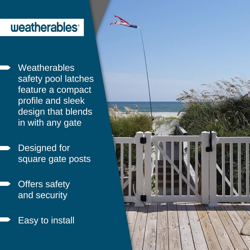 Weatherables Trident 10-inch Top-Pull Child Safety Pool Gate Latch –