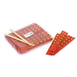 100 Pairs of Disposable Chopsticks Packed in Red Paper Sleeve