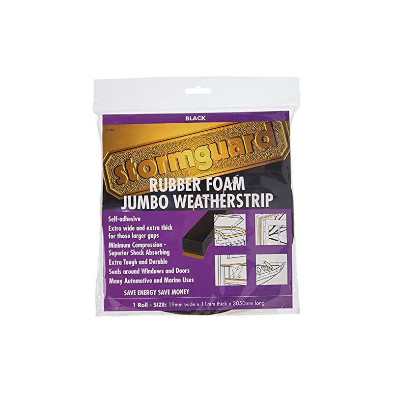 StormGuard 05SR6843053BL 3.05m Rubber Foam Jumbo Draught Excluder Weather Strip