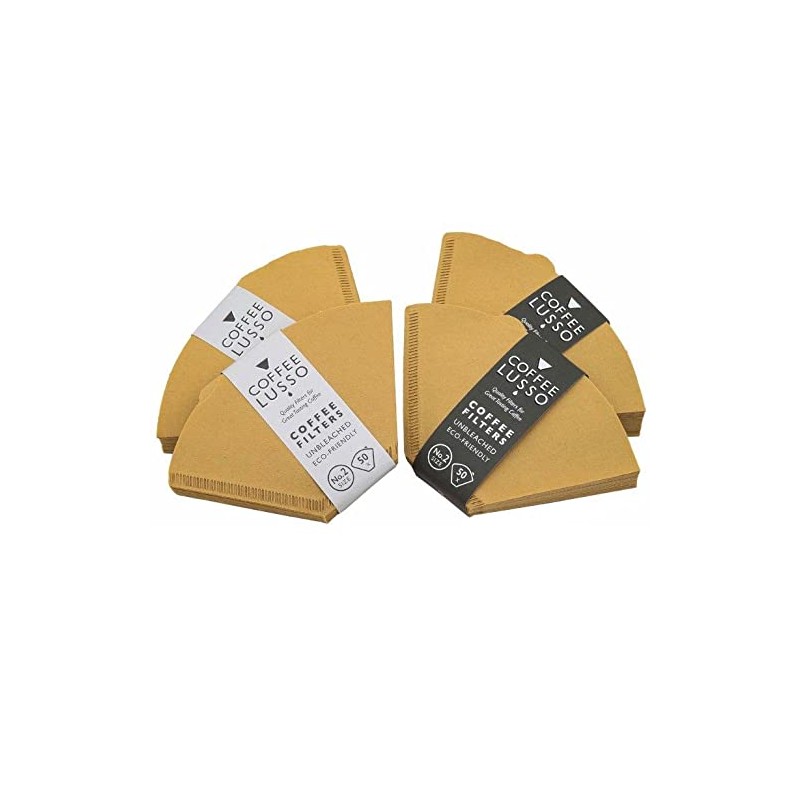 Size 2/No.2/1x2 Coffee Filter Papers by COFFEE LUSSO, Cone Shaped,