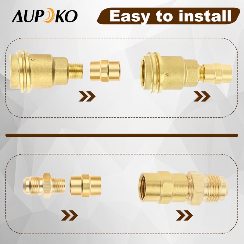 Aupoko QCC1 Nut Propane Gas Fitting Adapter Kit, Propane Gas