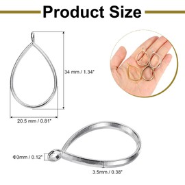 sourcing map 60Pcs Alloy Open Bezel Pendants, Teardrop Hollow Frame Pendant Geometric Open Back Frame Pendant for Resin Jewelry Making Earrings Necklace Bracelet DIY, Silver Tone