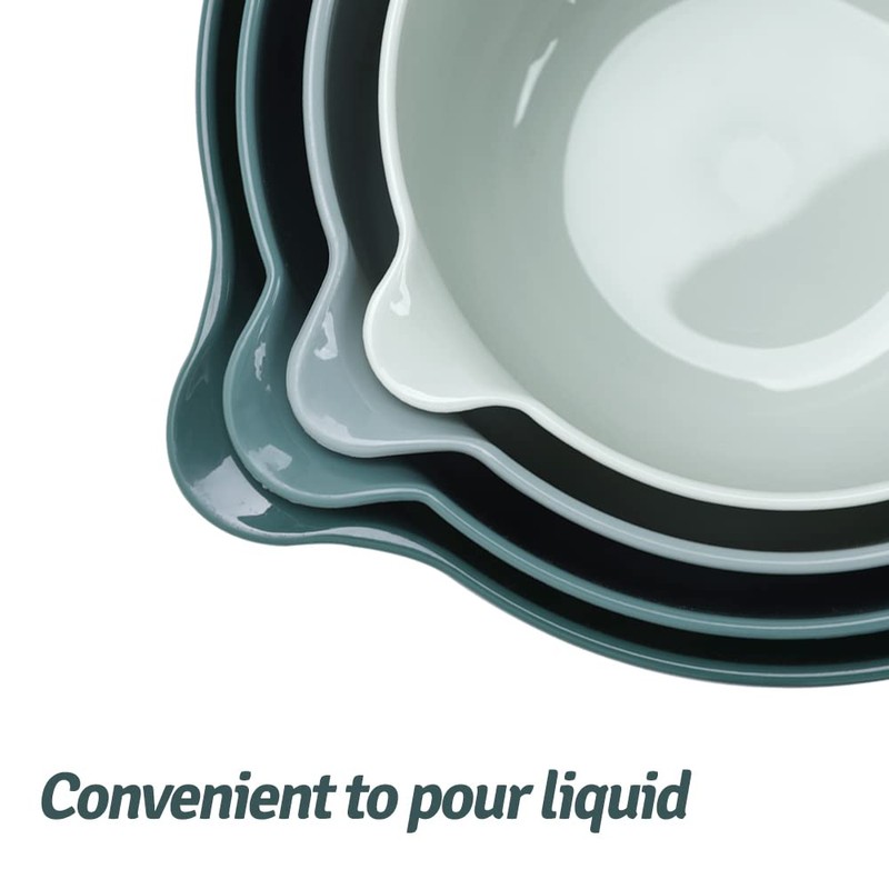 BoxedHome 4 Pack Nesting Mixing Bowl with Pour Spout and