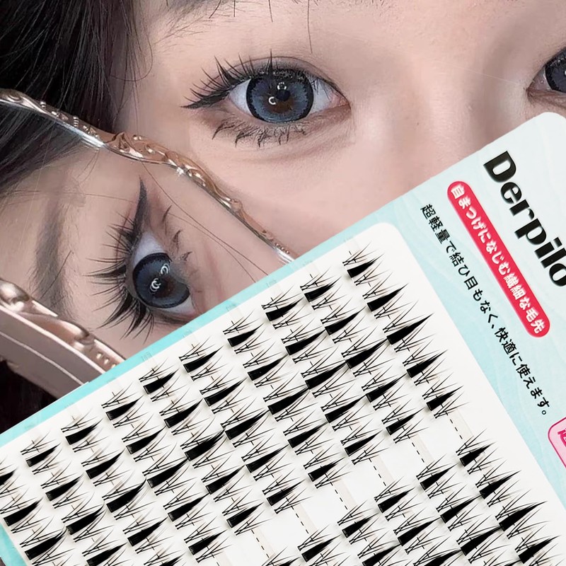 Derpilo Partial False Eyelashes, 100 Bundles, Matsueku, 3D False Eyelashes,