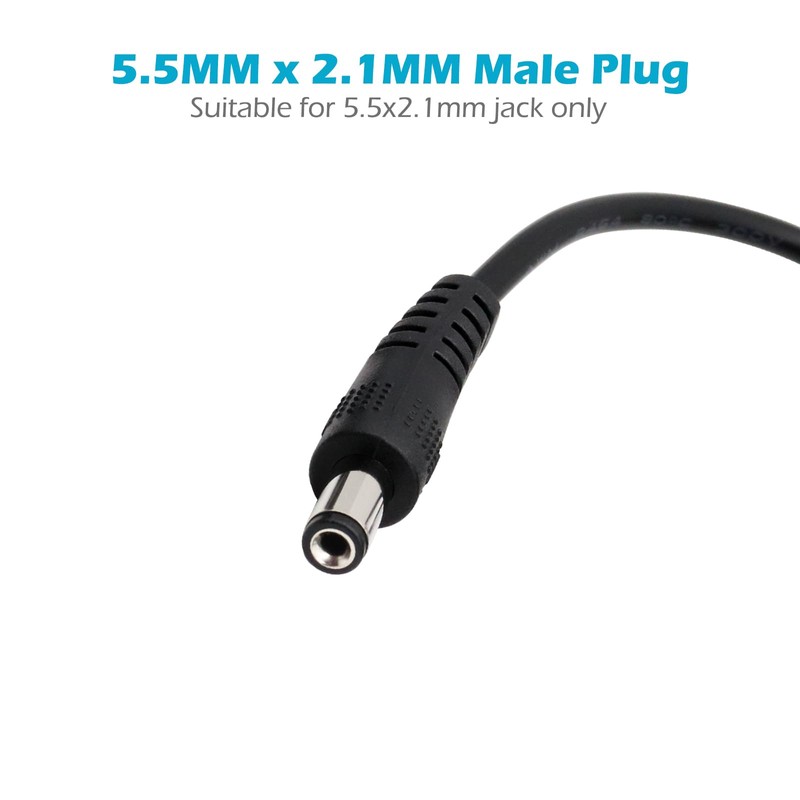 2-Pack 10FT DC Power Extension Cable, 5.5mm x 2.1mm Male