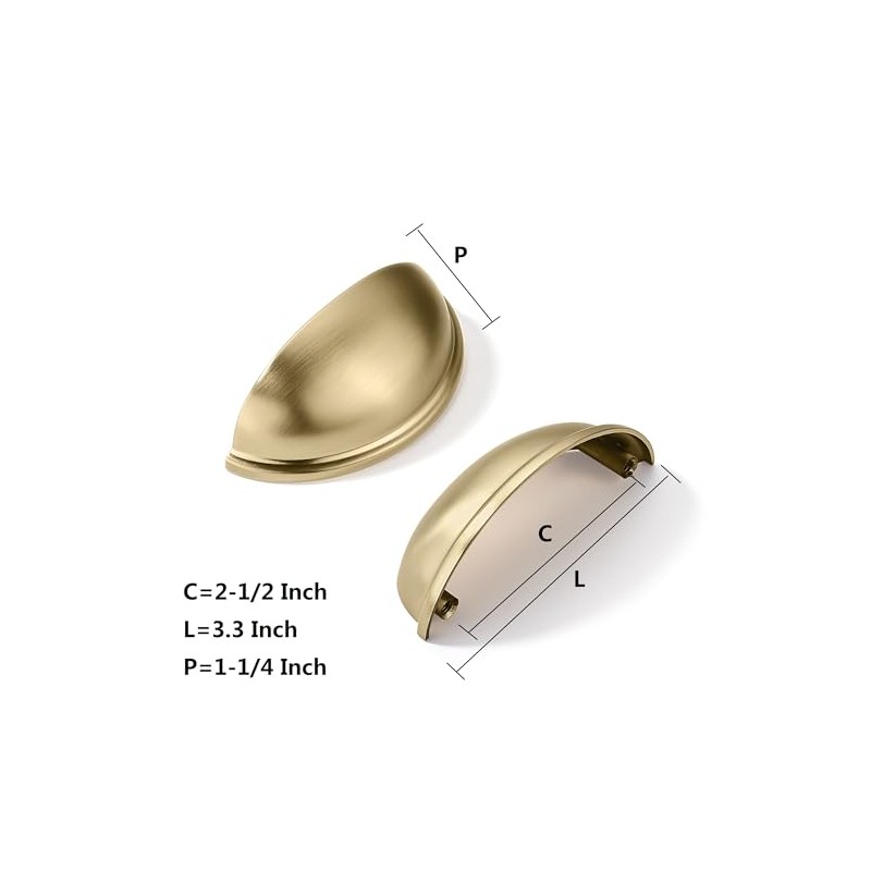 khtumeware 5 Pack 2-1/2" Drawer Pulls Champagne Bronze Cabinet Cup