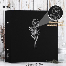 Lanpn 10x10 inch Scrapbook Photo Album, Linen Cover Archival Acid Free Top Load 3 Ring Folder Binder Photo Book 10 x 10 with 30 Plastic Sleeves 60 Pages (Black)