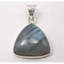 SilverStarJewel - Collar con colgante de labradorita natural, 15 x 15 mm, 2,5 cm, plata de ley 925