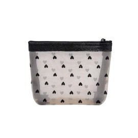 NORMAK Heart Mesh Pouch S Beige Cute Small Lip American Nail Cream Hand Cream Visible Contents Easy to Use, beige