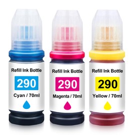 Compatible GI-290 GI290 Ink Bottle Replacement for Canon GI 290 Color Ink for MG2580S G1200 G3200 G4210 G2200 G4200 G1900 G2000 G2100 G2400 G2800 G2810 G1000 G1100 Printers (3-Pack, C/M/Y)