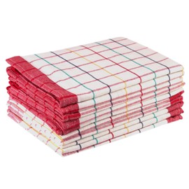 Sterzbachs 100% Cotton Kitchen Towels, 50 x 70 cm, Set of 10, 200 GSM, High-Quality Tea Towels, Dish Towels, Dishcloths, Super Absorbent and Sustainable Chequered, Premium Red